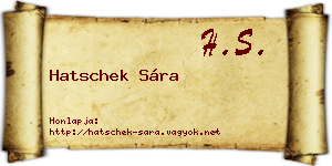 Hatschek Sára névjegykártya